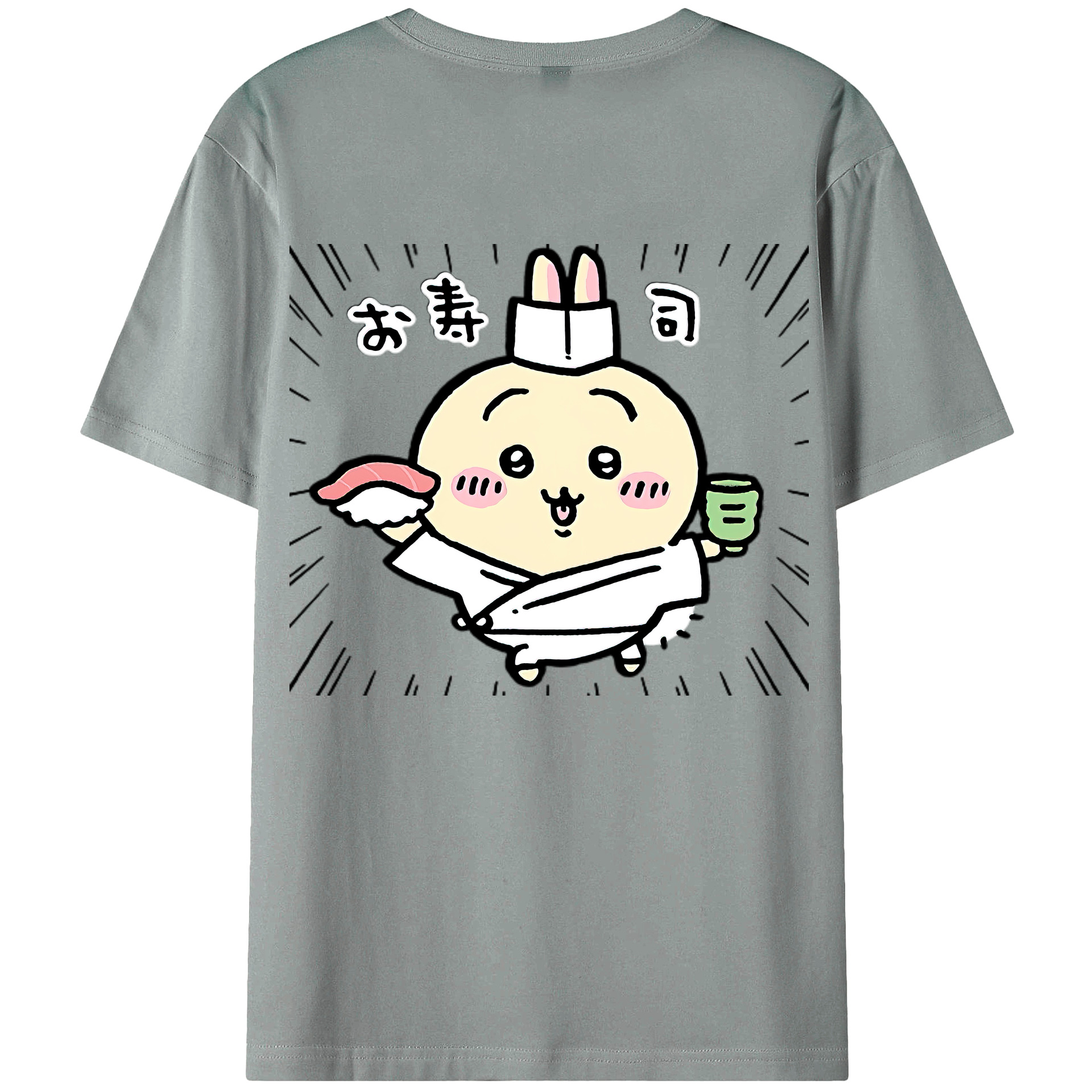 （画像用） ちいかわ うさぎ Chii-kawa usagi 綿100％ メンズ半袖Tシャツ（バックプリント） 通気性